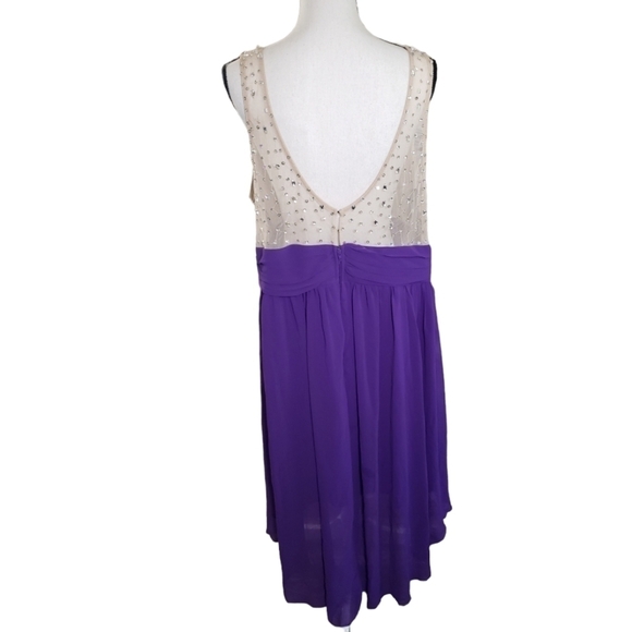 NWT Vintage Deb Purple Rhinestone Pleated Handkerchief Formal Dress Size 20 - Picture 7 of 7